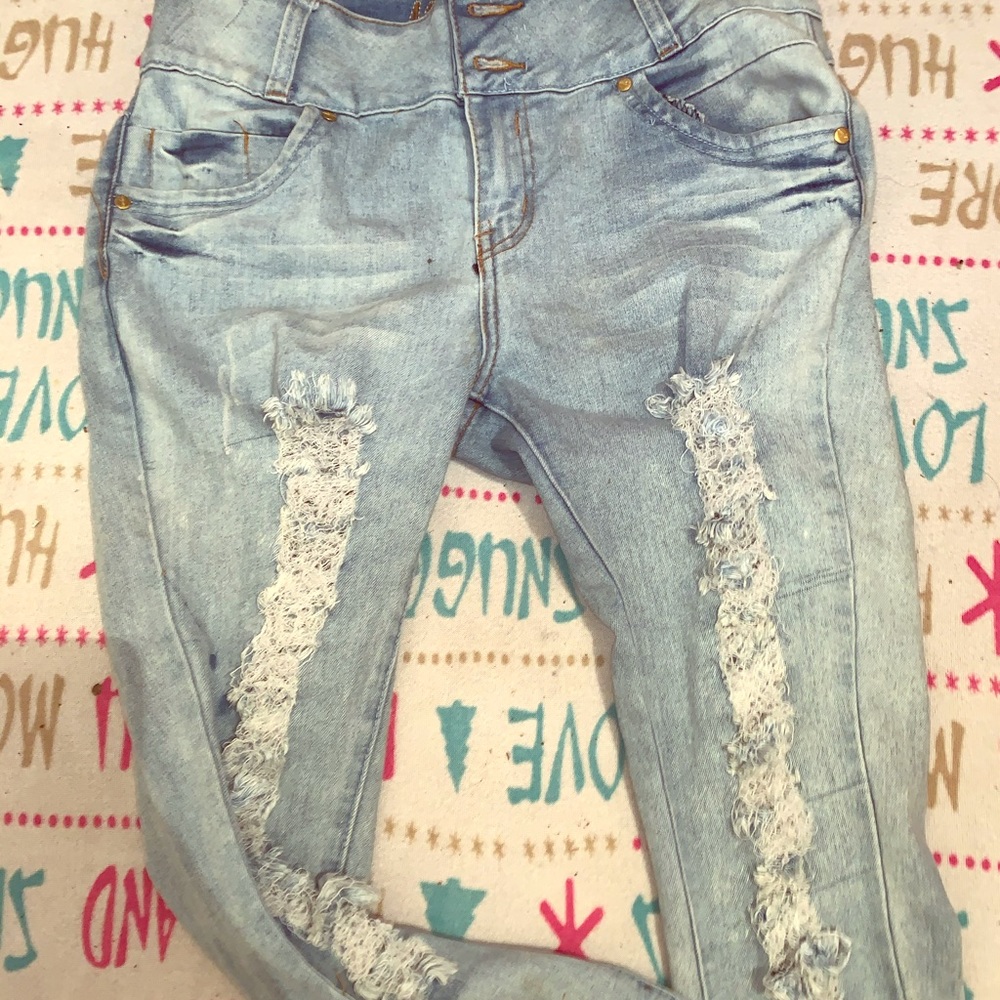 White blue jeans